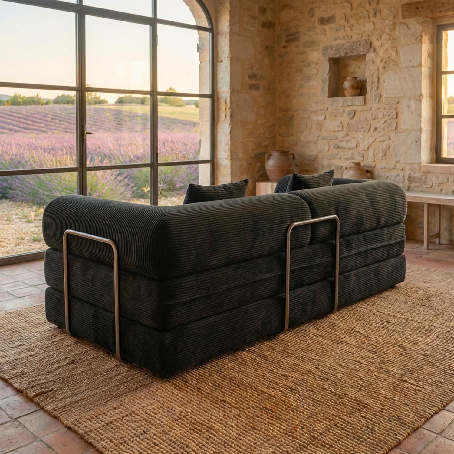 Saltsjöbaden 3-Seater Convertible & Modular Sofa – Black Corduroy Velvet - Imagen 11