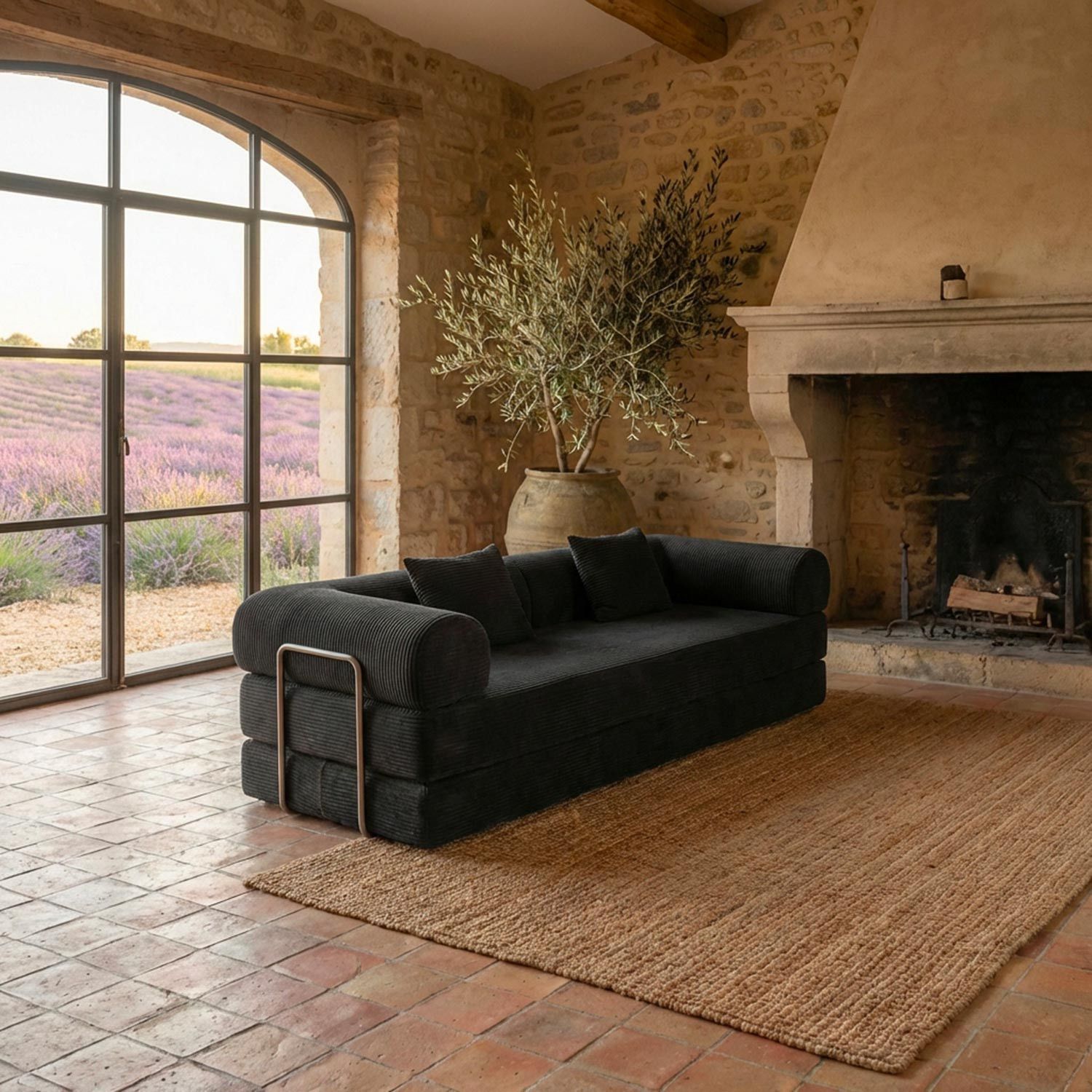 Saltsjöbaden 3-Seater Convertible & Modular Sofa – Black Corduroy Velvet - Imagen 7