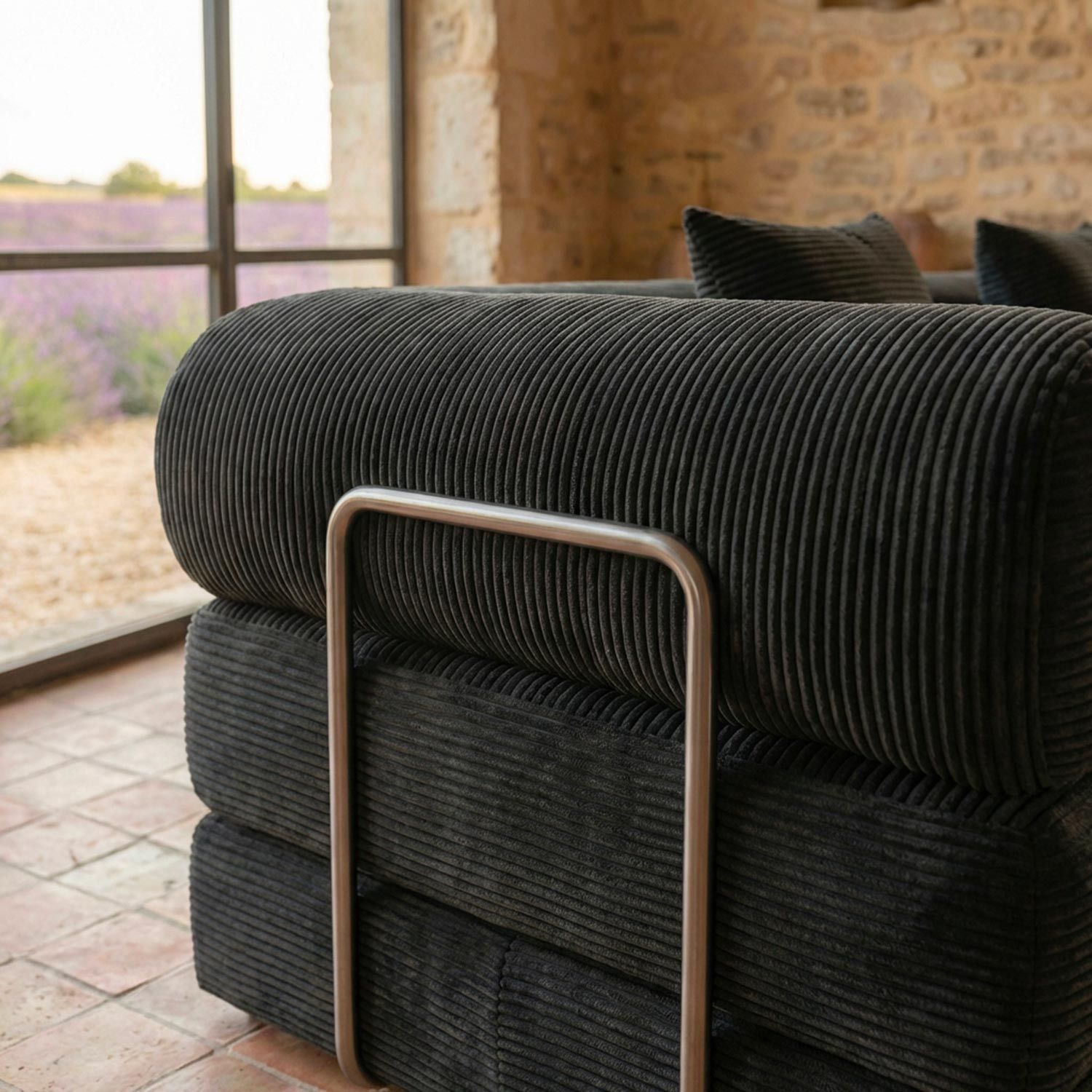 Saltsjöbaden 3-Seater Convertible & Modular Sofa – Black Corduroy Velvet - Imagen 10