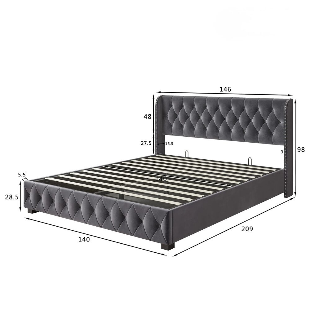 Odense Luxury Velvet Bed – 140 x 200 cm - Image 4