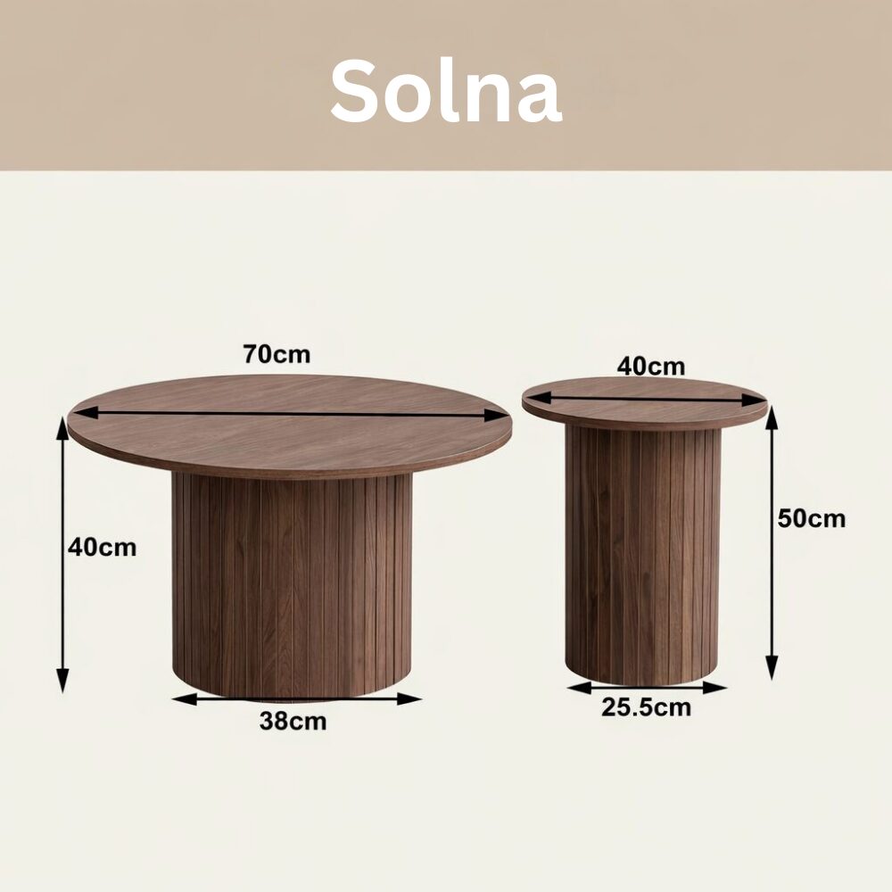 Solna Coffee Table Set – Scandinavian Design, Natural Finish - Imagen 3
