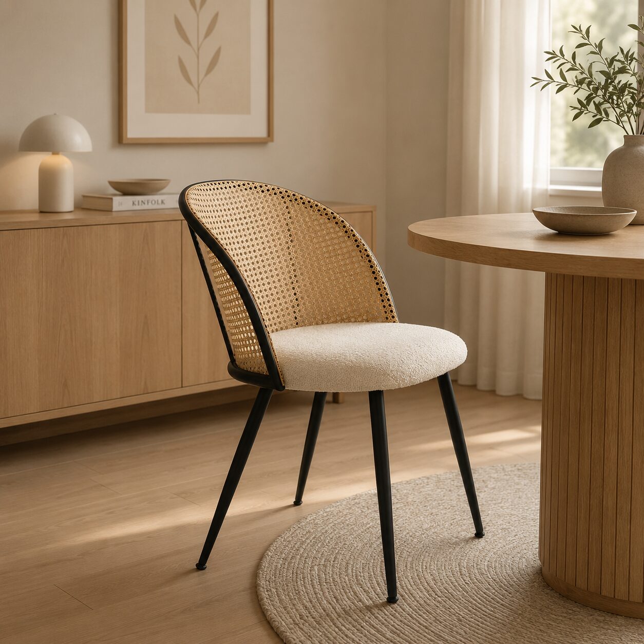 Cassia B22 – Modern Chair with Rattan Backrest