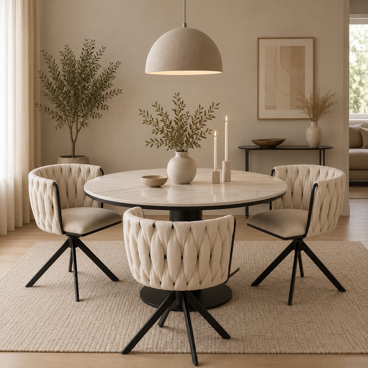 Kungsbacka Beige – Silla de comedor giratoria de 180° en lujoso terciopelo