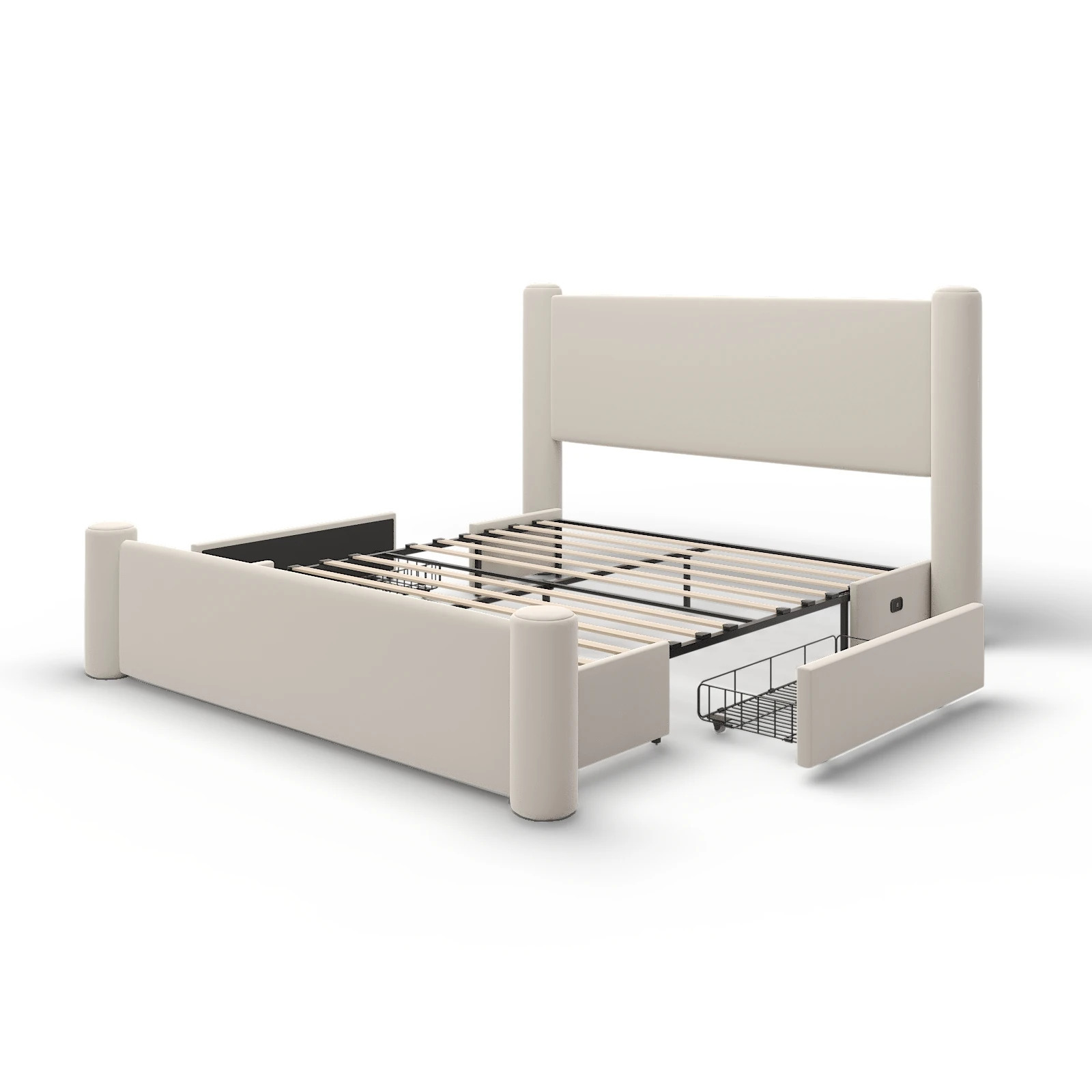 Roskilde Bed 160x200 cm with Storage – Beige Velvet - Imagen 6