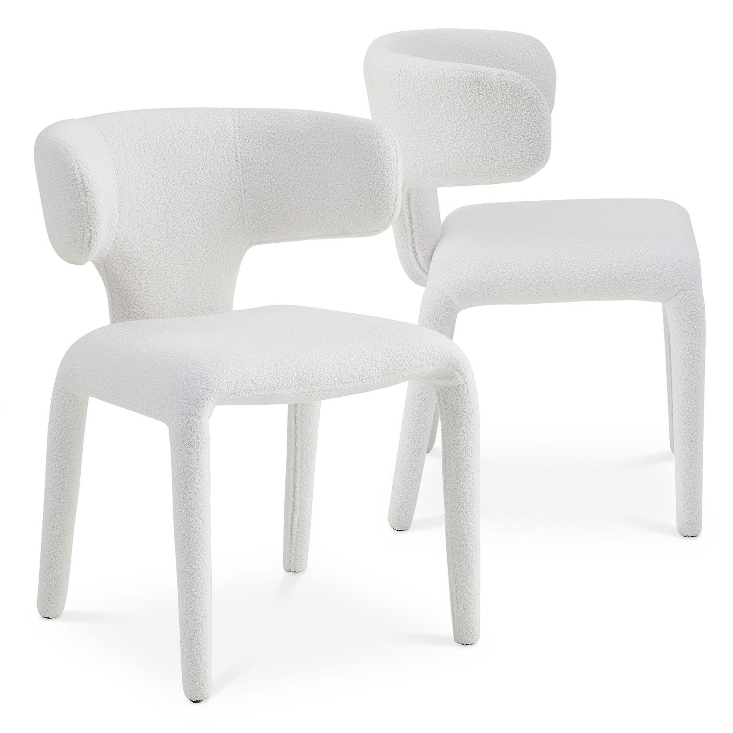Tønder Dining Chairs – Bouclé Fabric – White (Set of 2) - Imagen 2