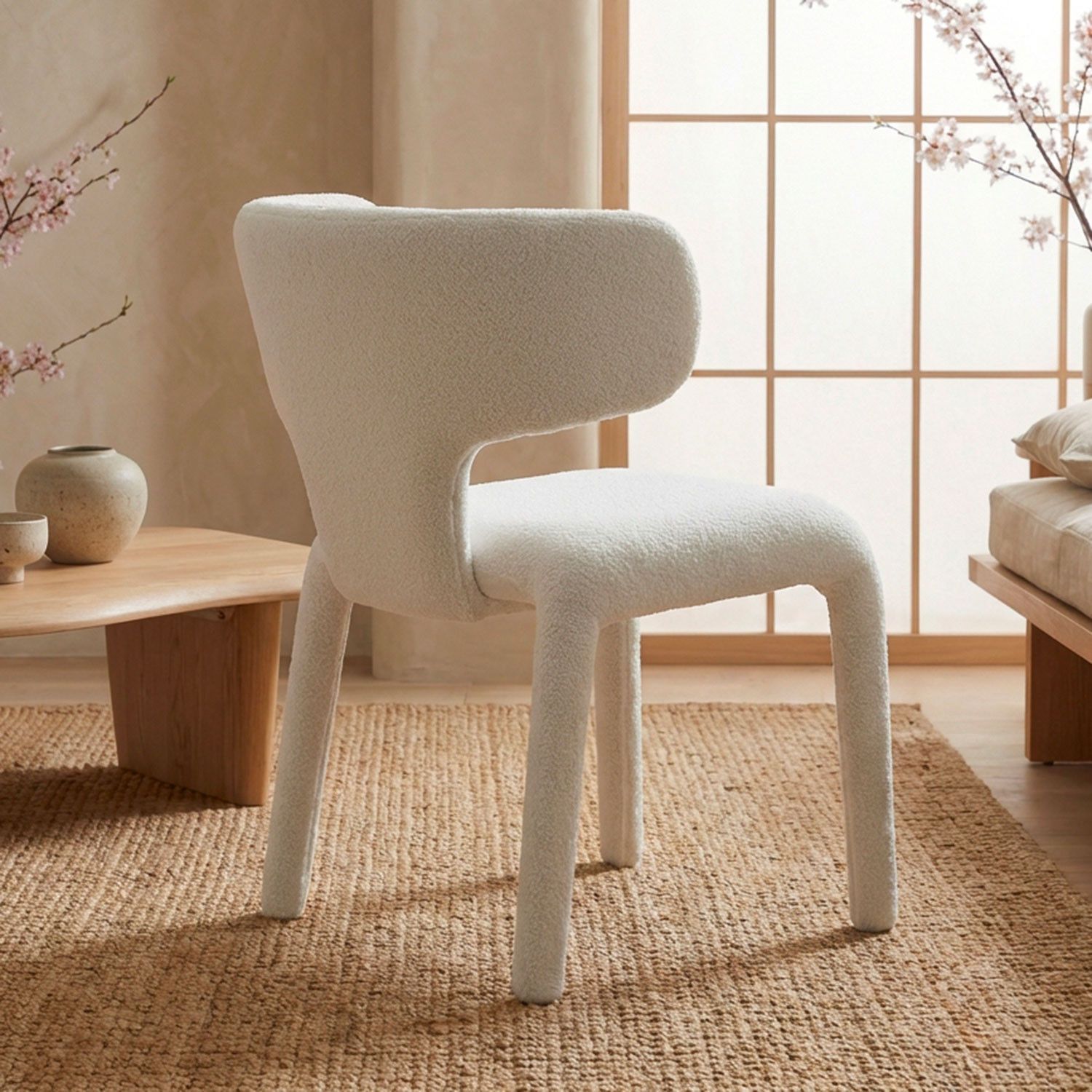 Tønder Dining Chairs – Bouclé Fabric – White (Set of 2) - Imagen 5