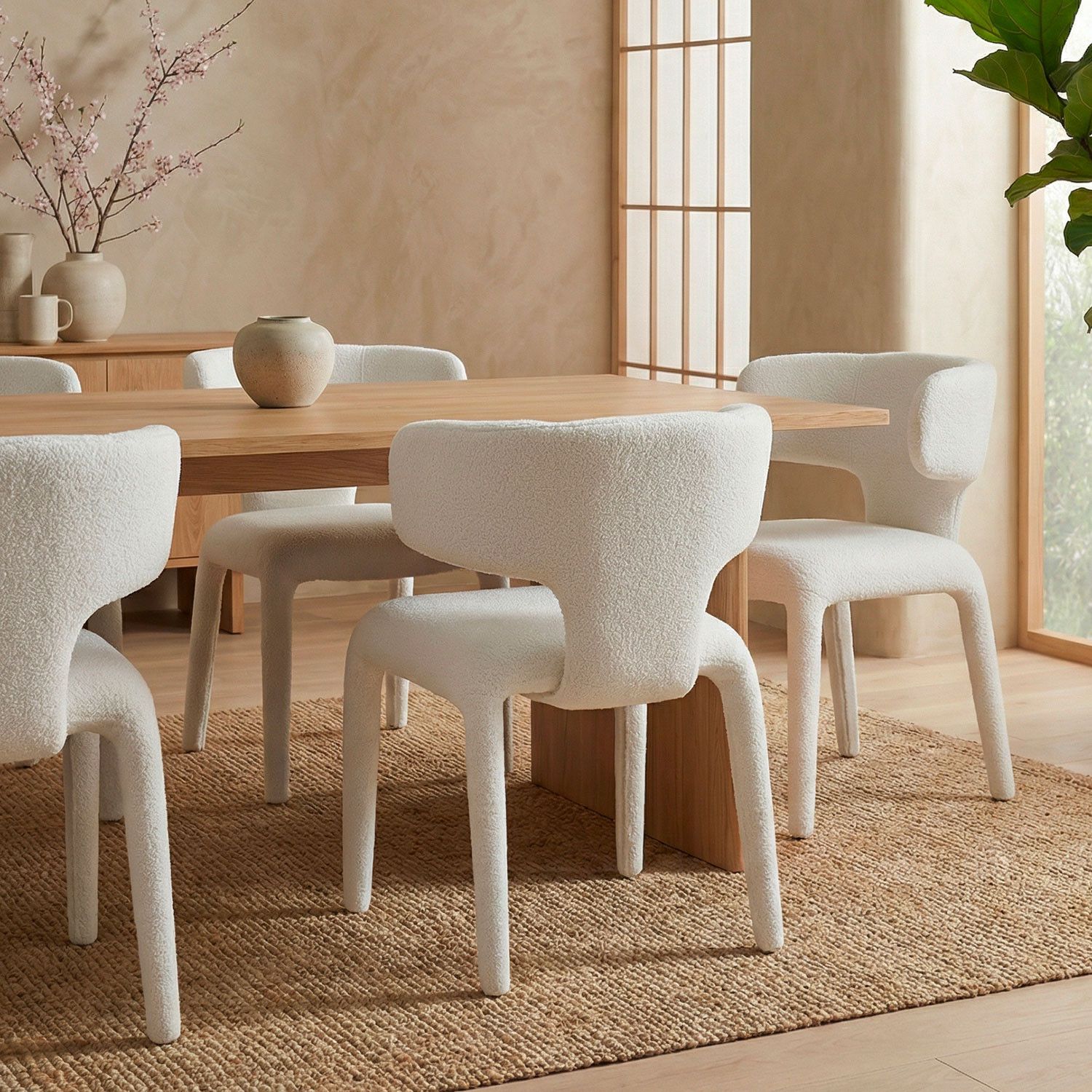 Tønder Dining Chairs – Bouclé Fabric – White (Set of 2) - Imagen 7