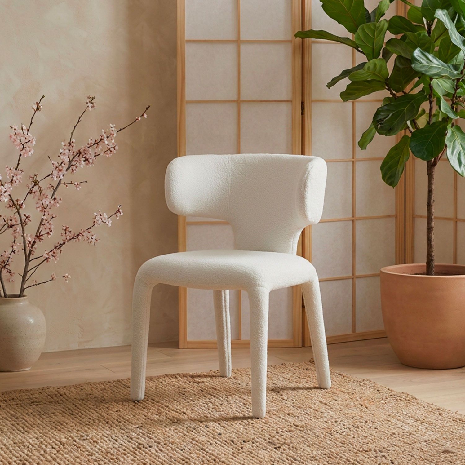 Tønder Dining Chairs – Bouclé Fabric – White (Set of 2) - Imagen 9