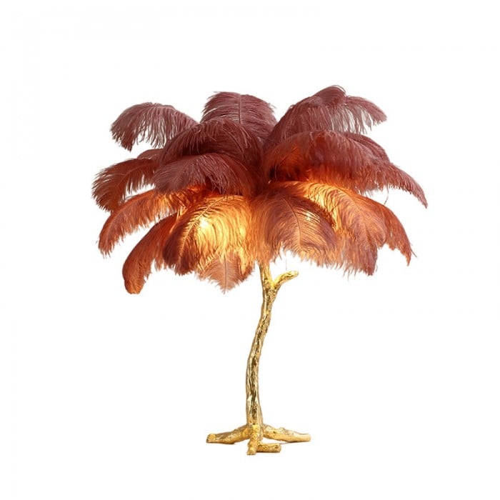 Amèlie Table Lamp – Ostrich Feather Lamp with Copper Base - Imagen 10