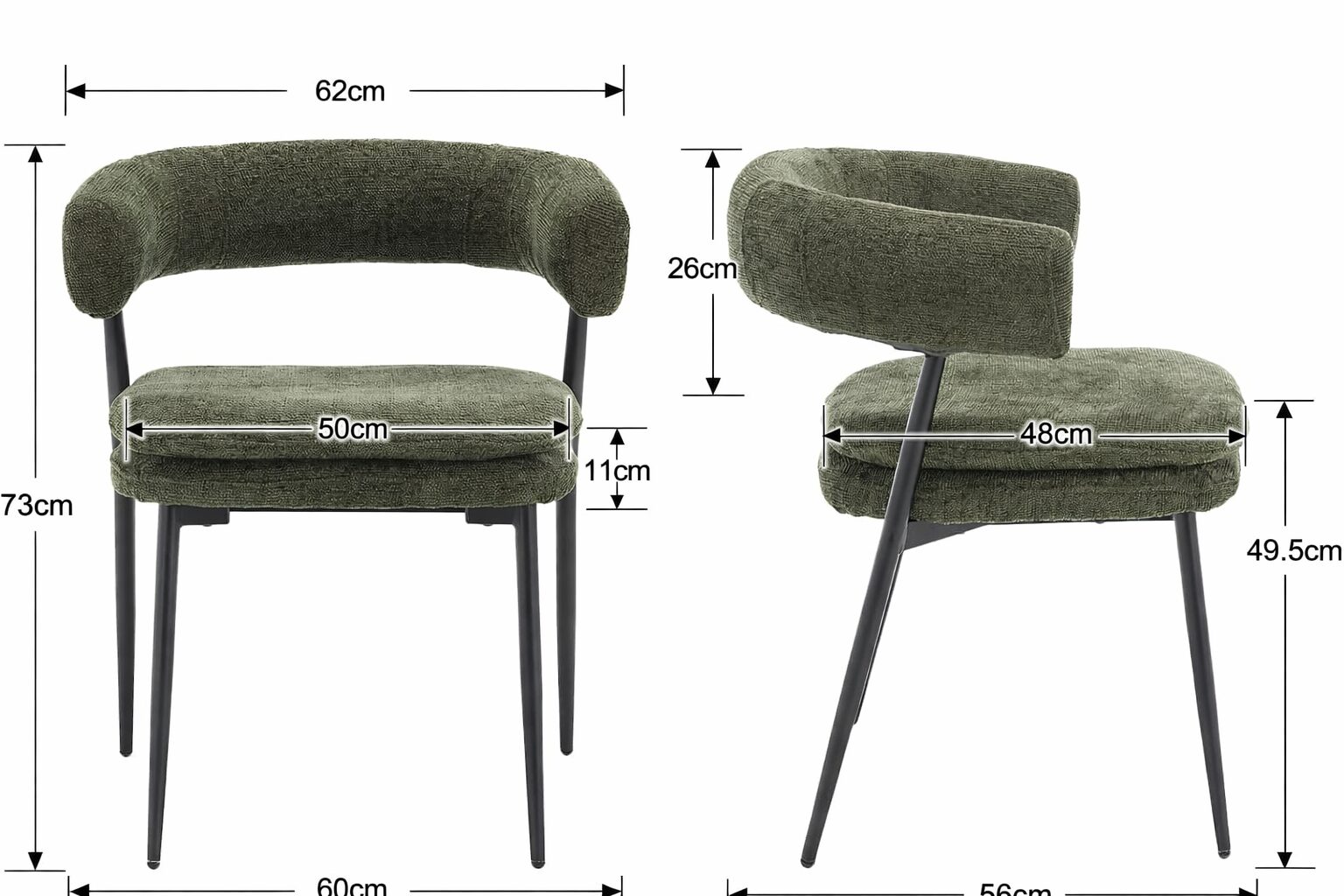 Djursholm Grey Dining Chair – 2 Pack - Imagen 4