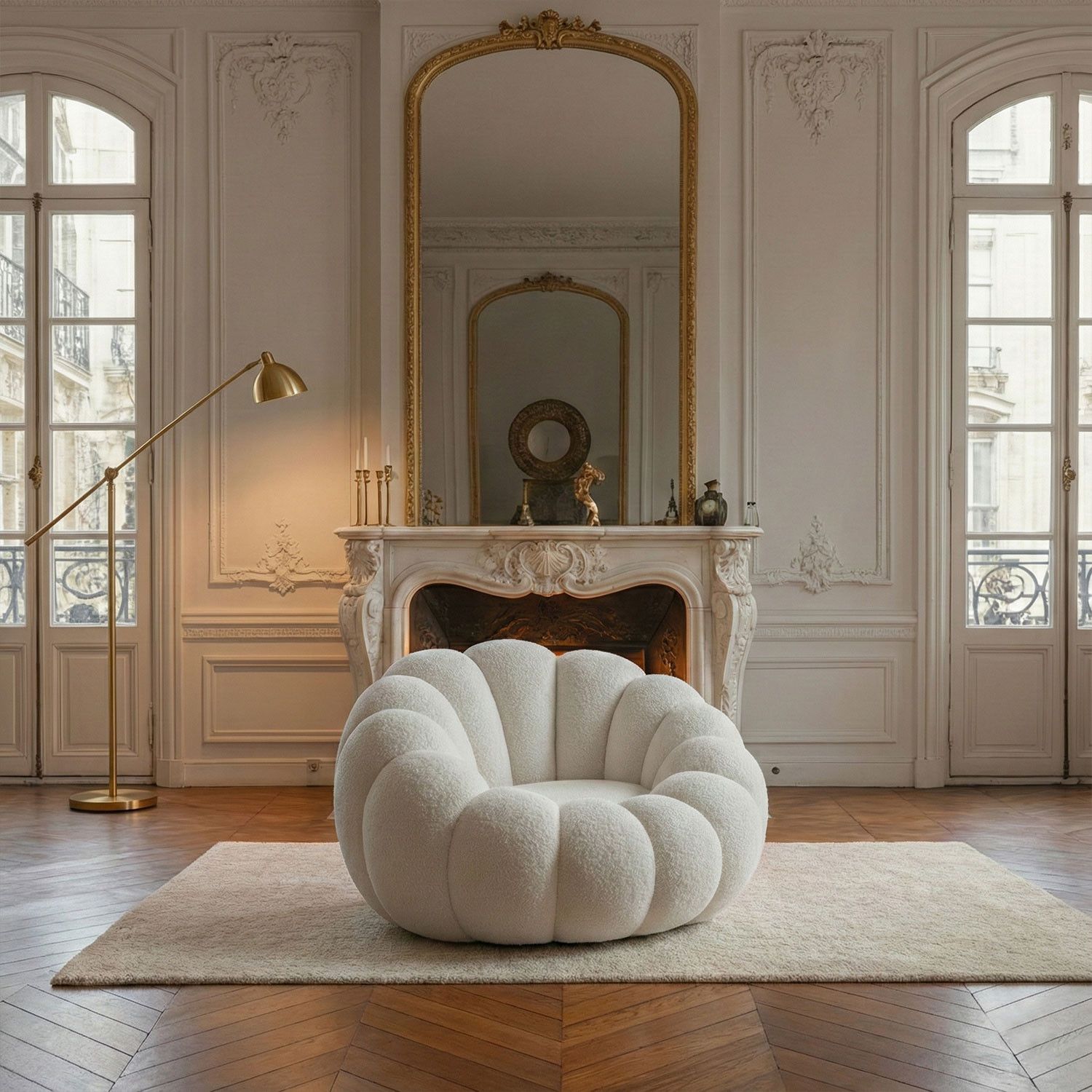 Horsens – Shell Design, Cream Bouclé Fabric - Imagen 4