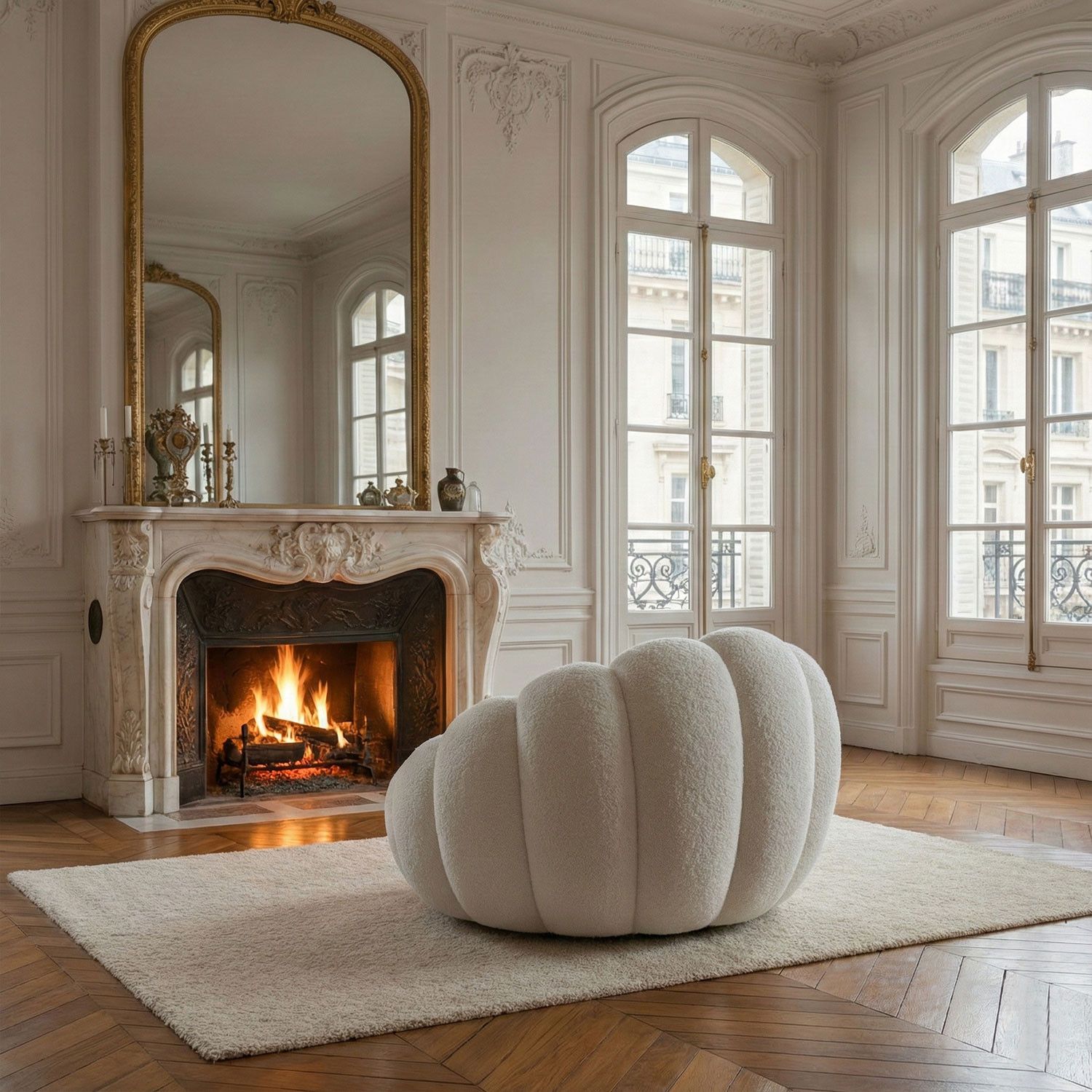 Horsens – Shell Design, Cream Bouclé Fabric - Imagen 5