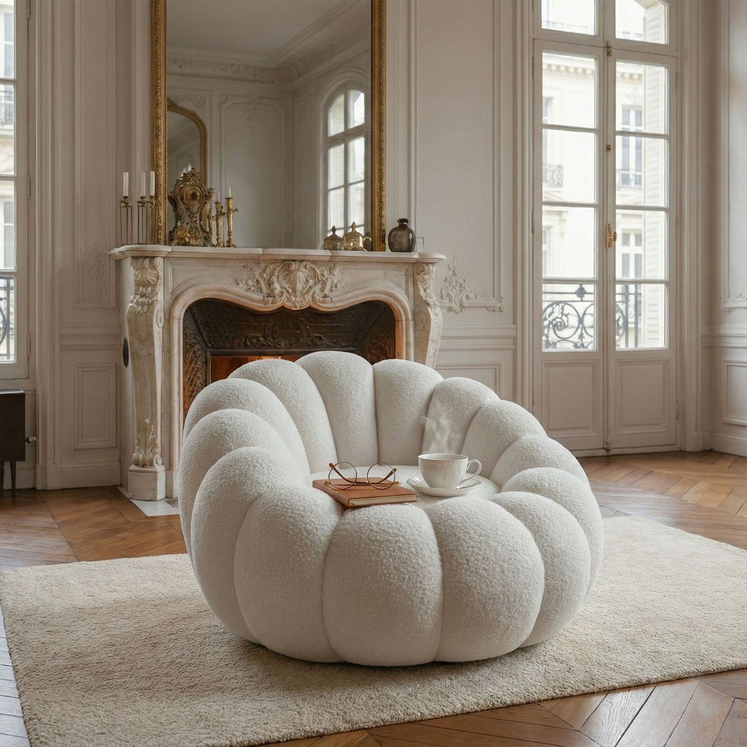 Horsens – Shell Design, Cream Bouclé Fabric - Imagen 6