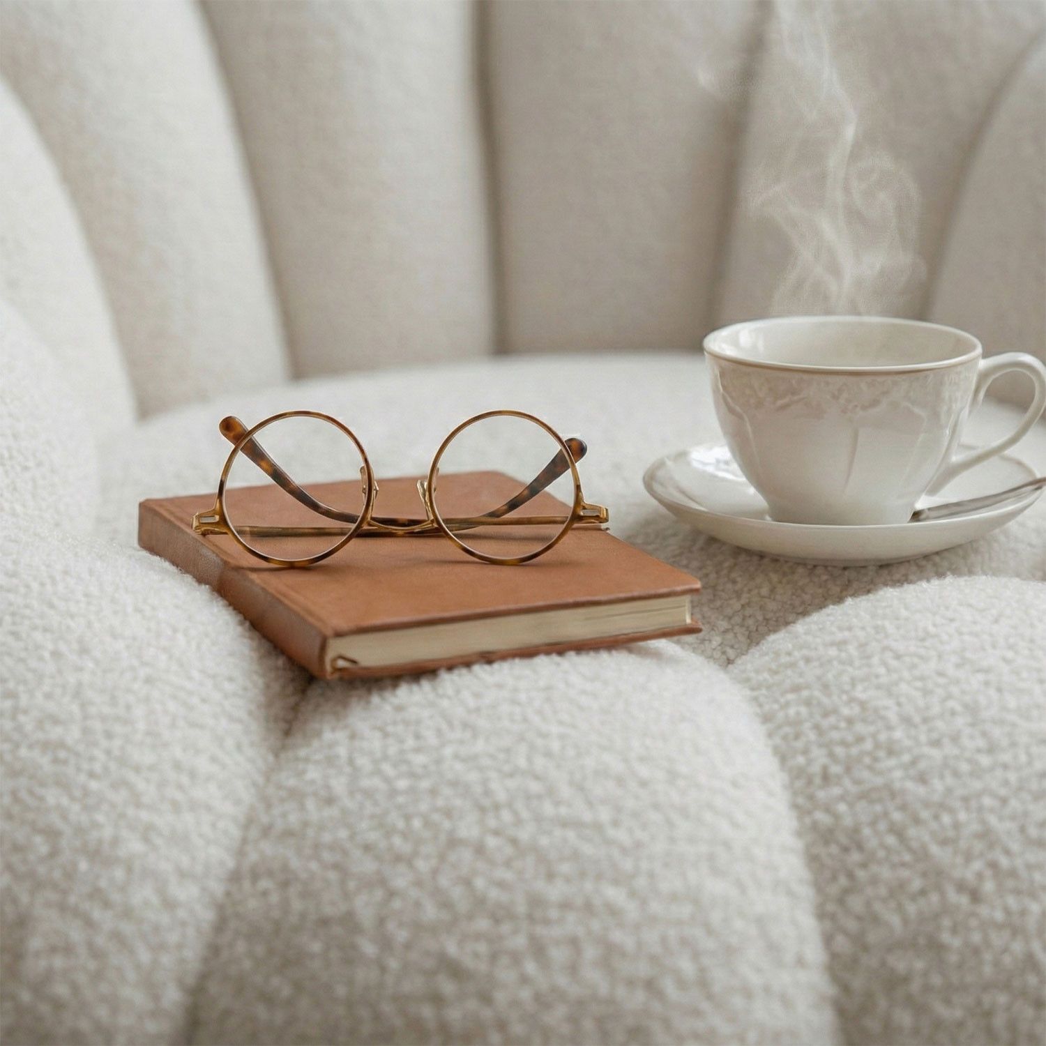 Horsens – Shell Design, Cream Bouclé Fabric - Imagen 8