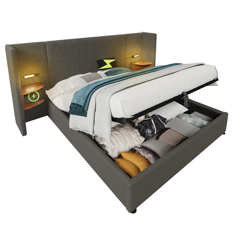 Taastrup Double Bed 180x200 cm with Storage, LED Lighting, and USB-C - Imagen 4