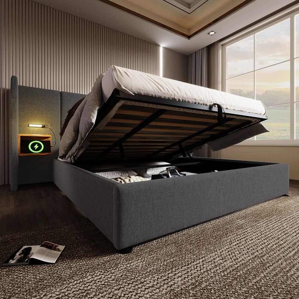 Taastrup Double Bed 180x200 cm with Storage, LED Lighting, and USB-C - Imagen 6