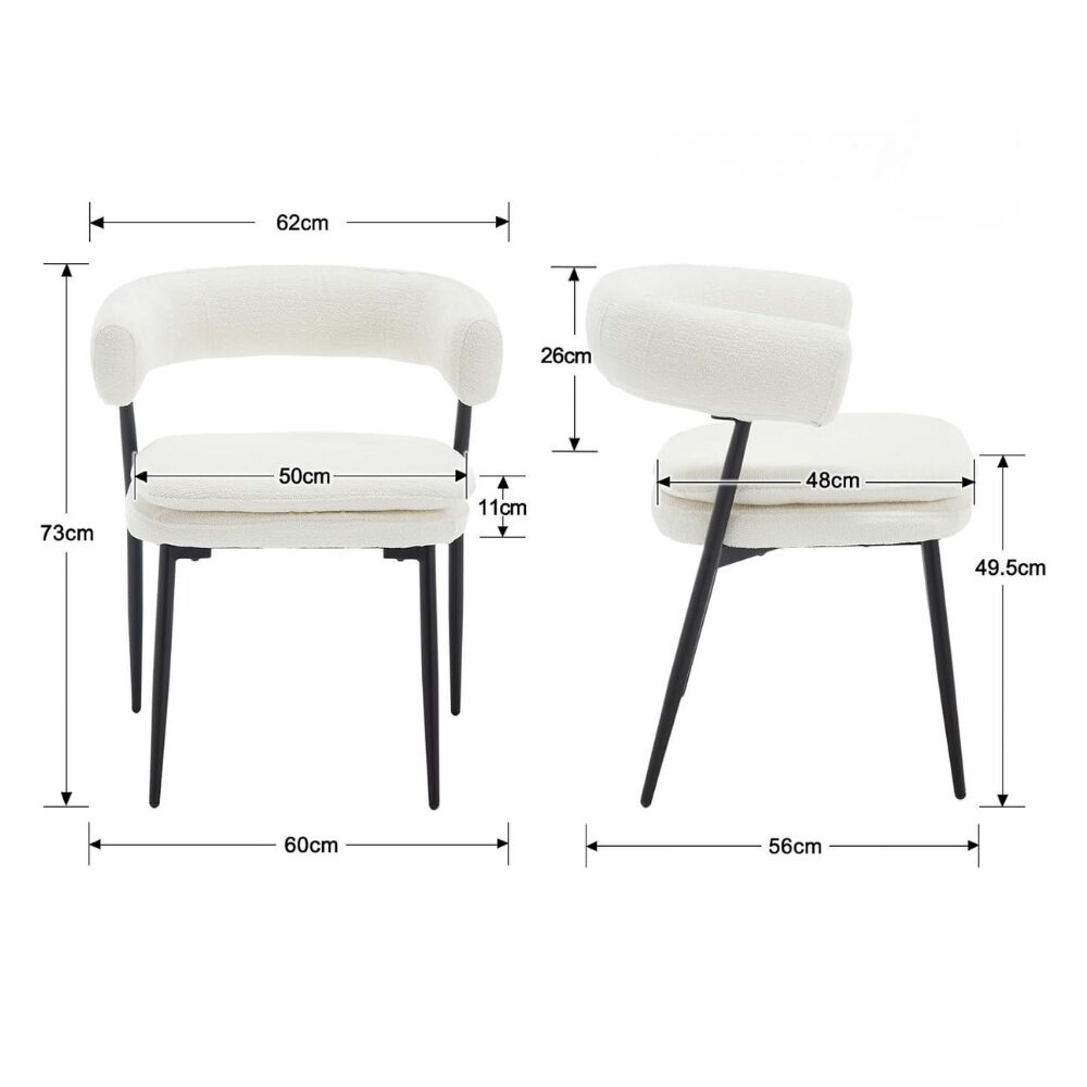 Djursholm White Dining Chair – 2 Pack - Imagen 4