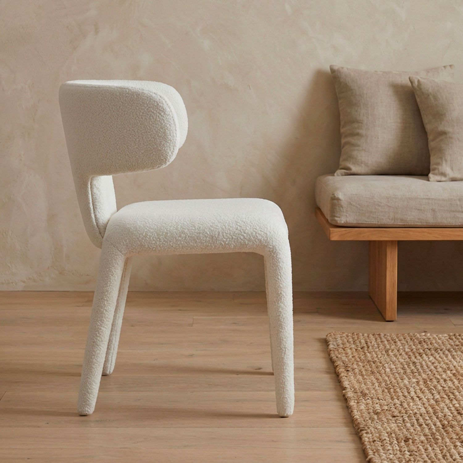 Tønder Dining Chairs – Bouclé Fabric – White (Set of 2) - Imagen 6