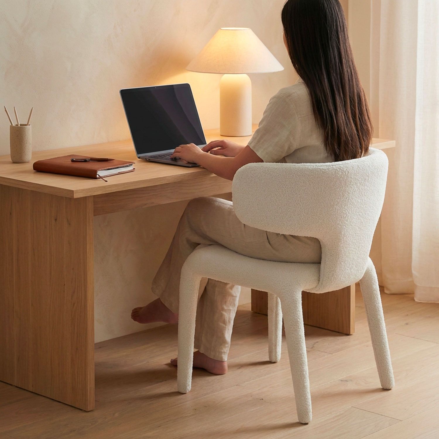 Tønder Dining Chairs – Bouclé Fabric – White (Set of 2) - Imagen 8