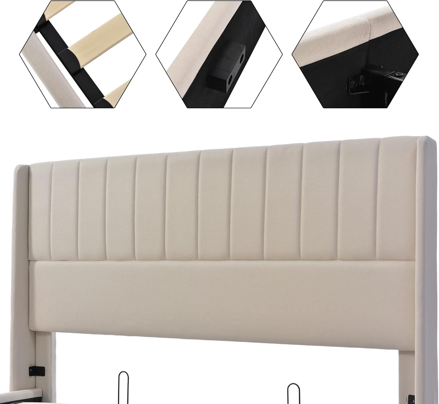 Esbjerg Elegant Bed 180x200 cm with Storage – Beige Linen - Imagen 7