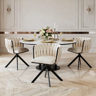 Kungsbacka Beige: silla de comedor giratoria 180° en terciopelo de lujo