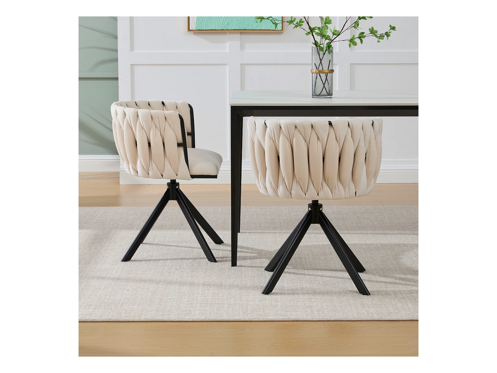 Kungsbacka Beige – 180° Swivel Dining Chair in Luxurious Velvet - Imagen 3