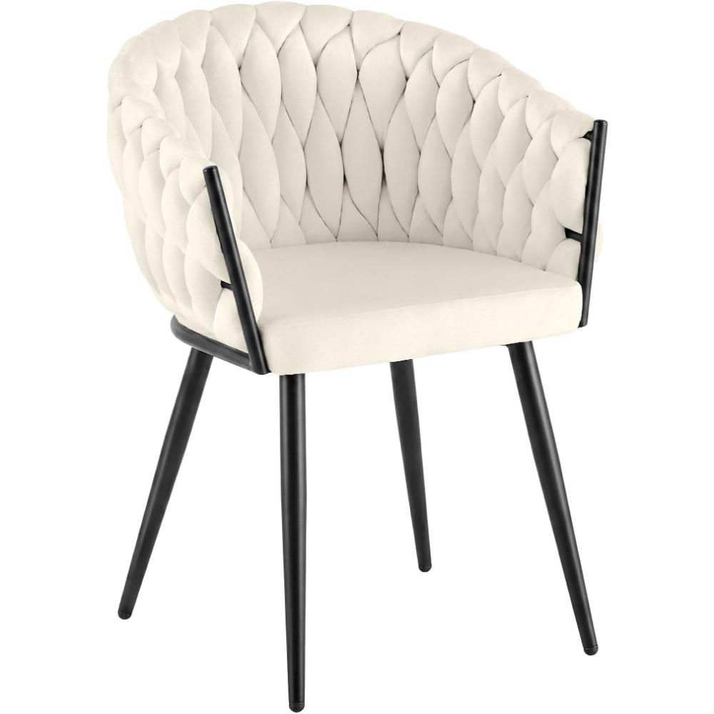Alta Dining Chair – Cream Velvet Modern Armchair - Image 2