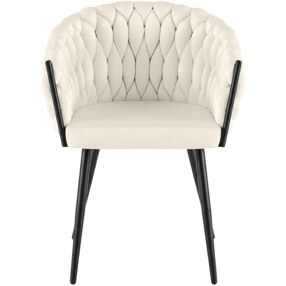 Alta Dining Chair – Cream Velvet Modern Armchair - Image 3