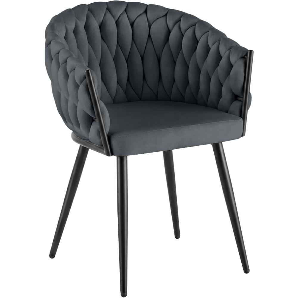 Alta Dining Chair – Grey Velvet Modern Armchair - Imagen 2