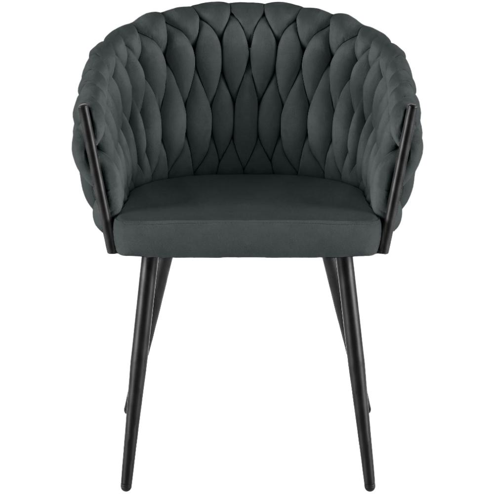 Alta Dining Chair – Grey Velvet Modern Armchair - Imagen 3