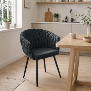 Silla de comedor Alta – Sillón moderno de terciopelo gris