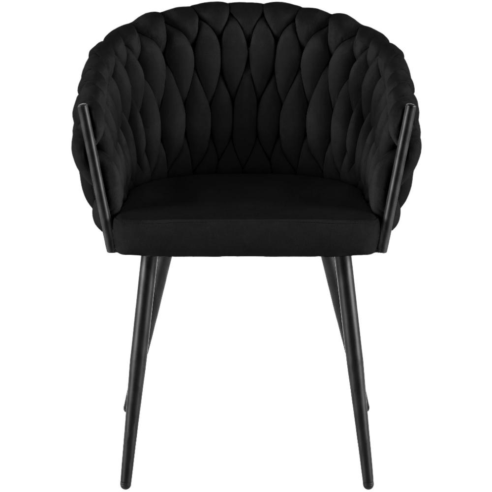 Alta Dining Chair – Black Velvet Modern Armchair - Image 3