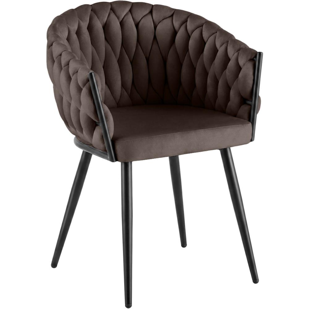 Alta Dining Chair – Brown Velvet Modern Armchair - Image 3