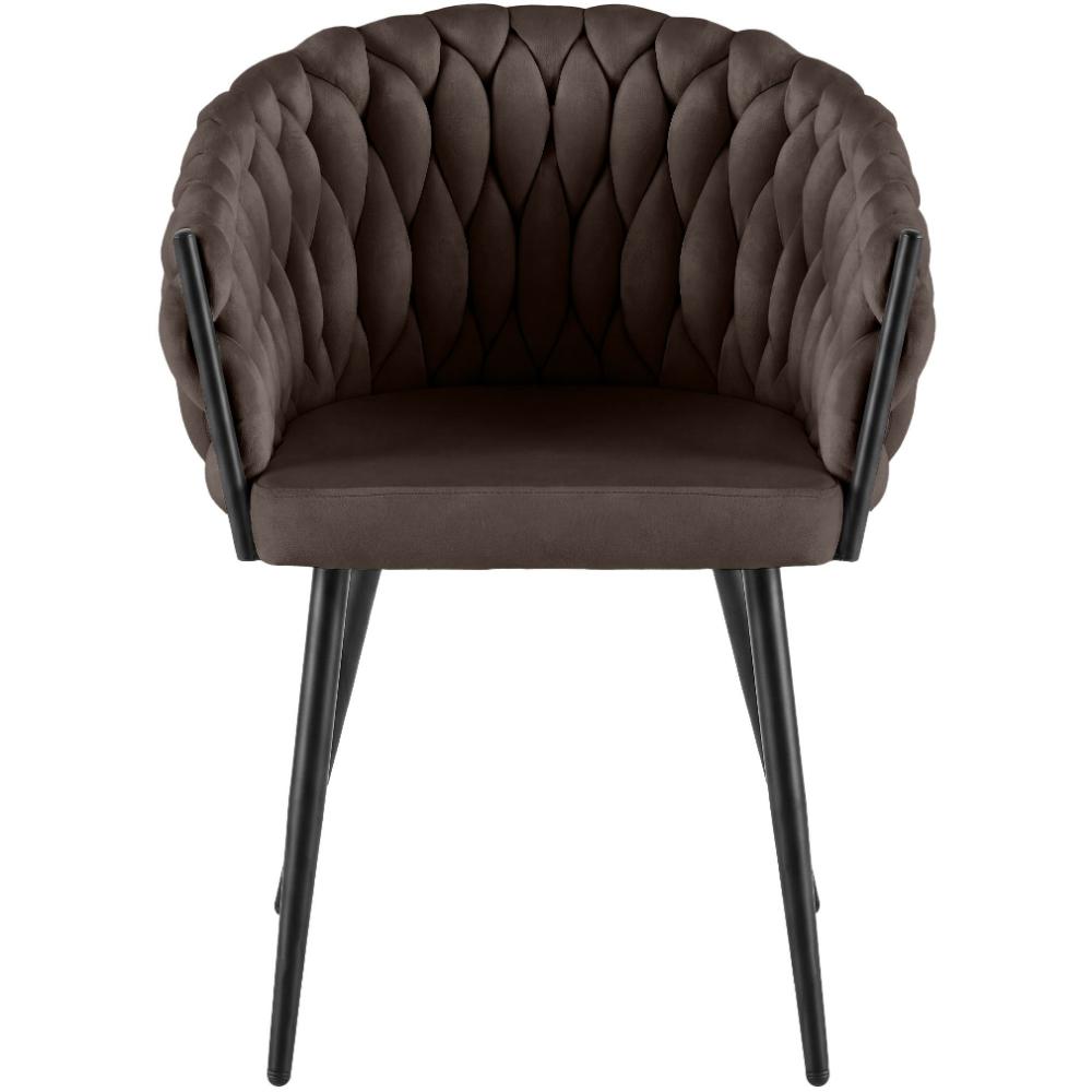 Alta Dining Chair – Brown Velvet Modern Armchair - Image 2