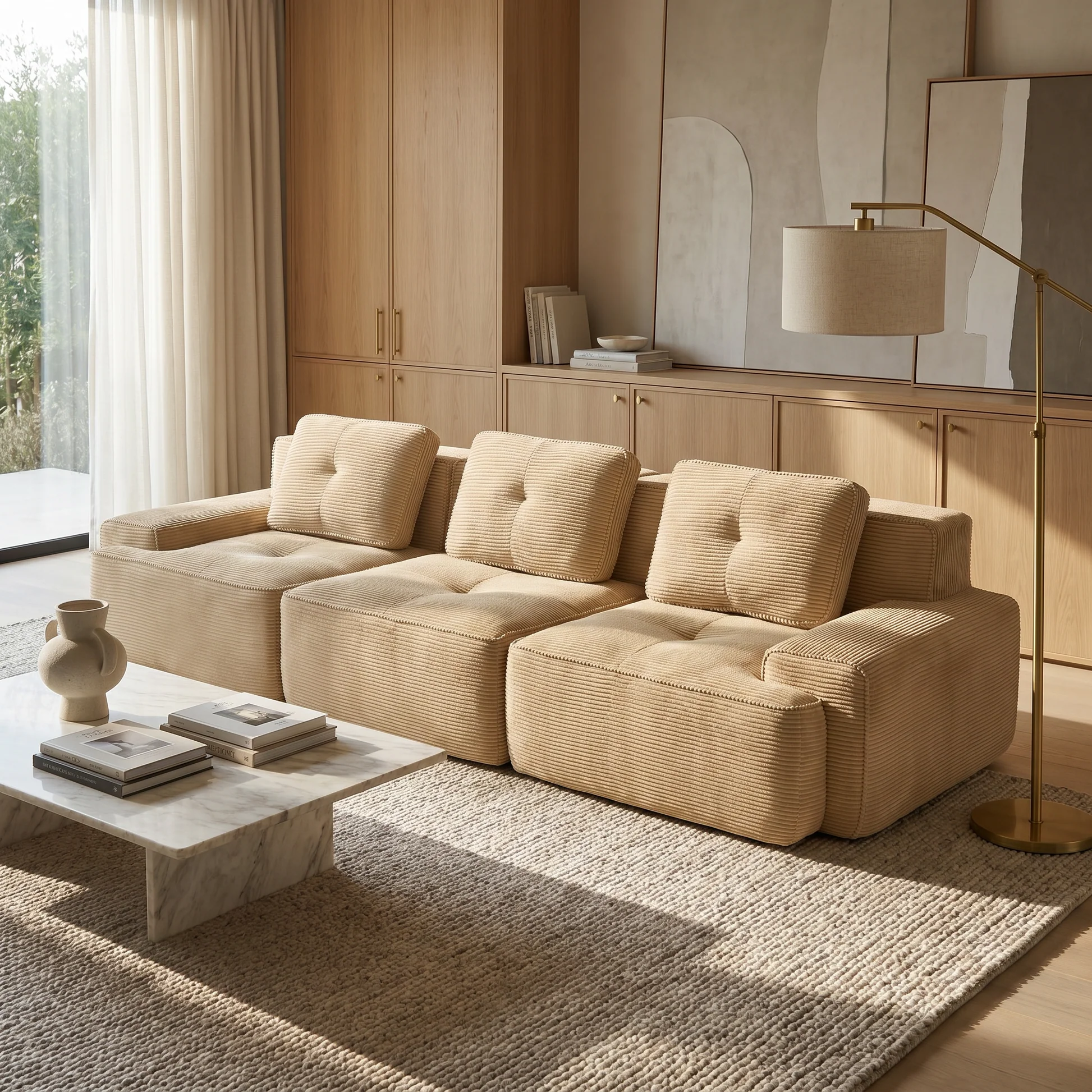 Djurgården 3 Seater Modular Corduroy Sofa - Imagen 5