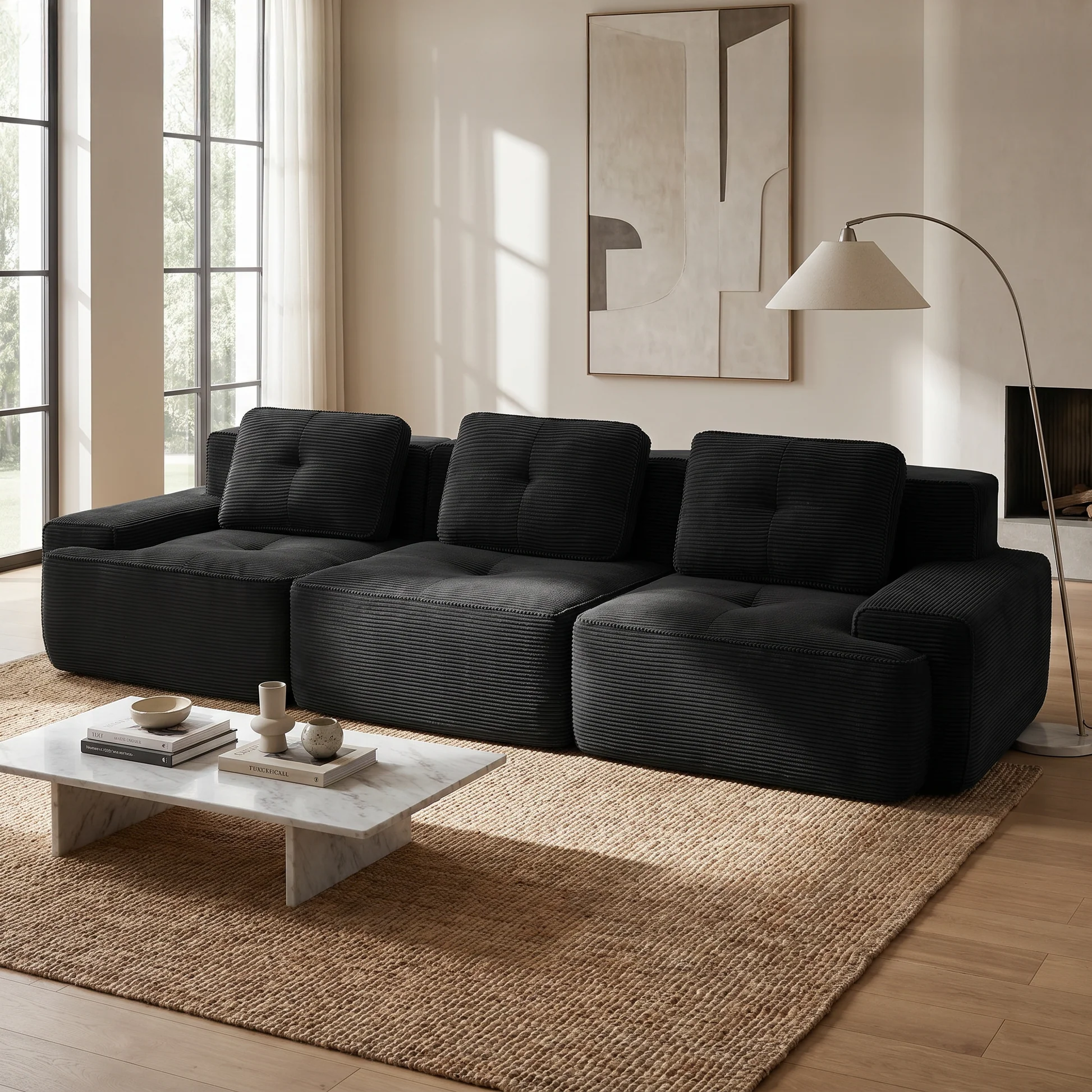 Djurgården 3 Seater Modular Corduroy Sofa - Imagen 12