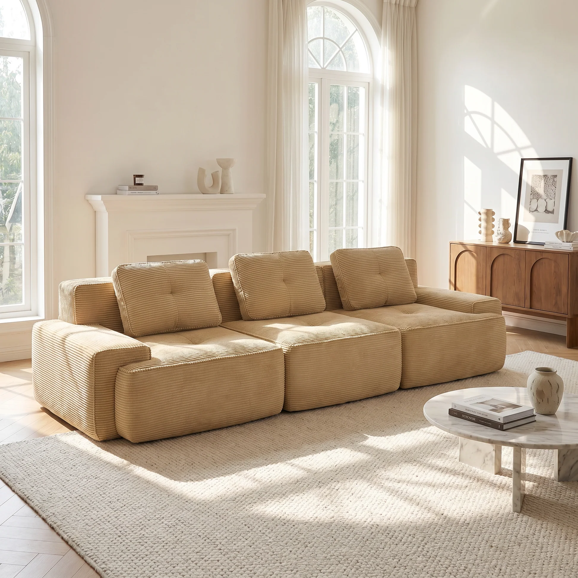 Sofá modular de tres plazas Djurgården de pana