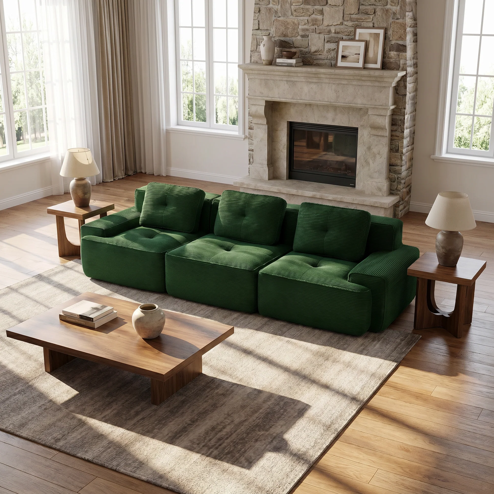 Djurgården 3 Seater Modular Corduroy Sofa - Imagen 17