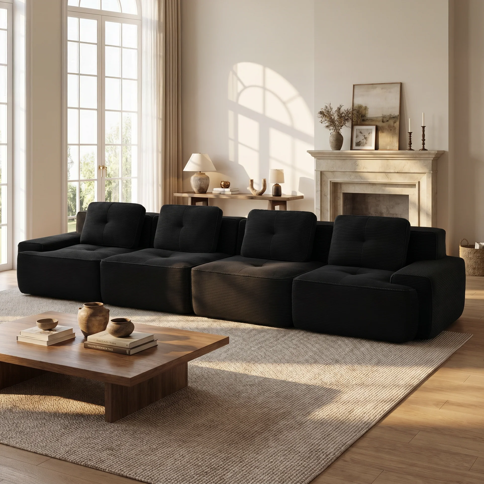 Djurgården 4 Seater Modular Corduroy Sofa - Imagen 9
