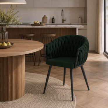 Silla de comedor Alta – Sillón moderno de terciopelo verde