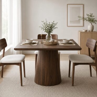 Mesa cuadrada Västerås – Acabado en madera