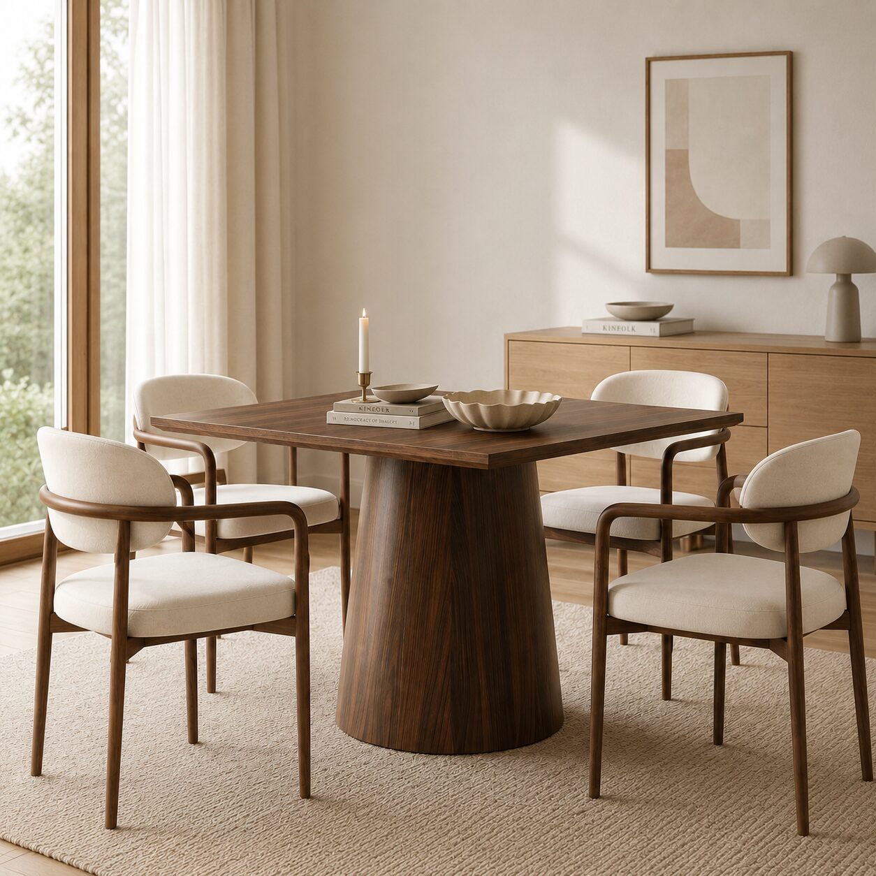 Västerås Square Table – Wood Finish - Imagen 3
