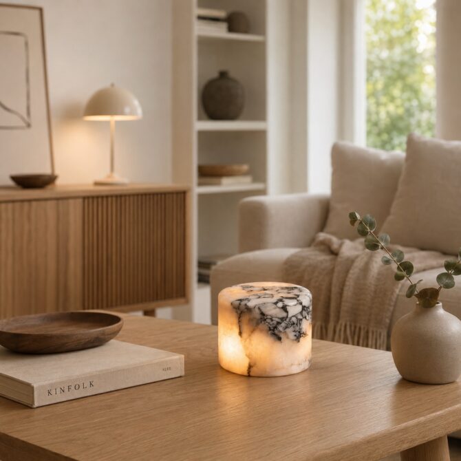 Kopervik Handmade Natural Marble Table Lamp - Image 2