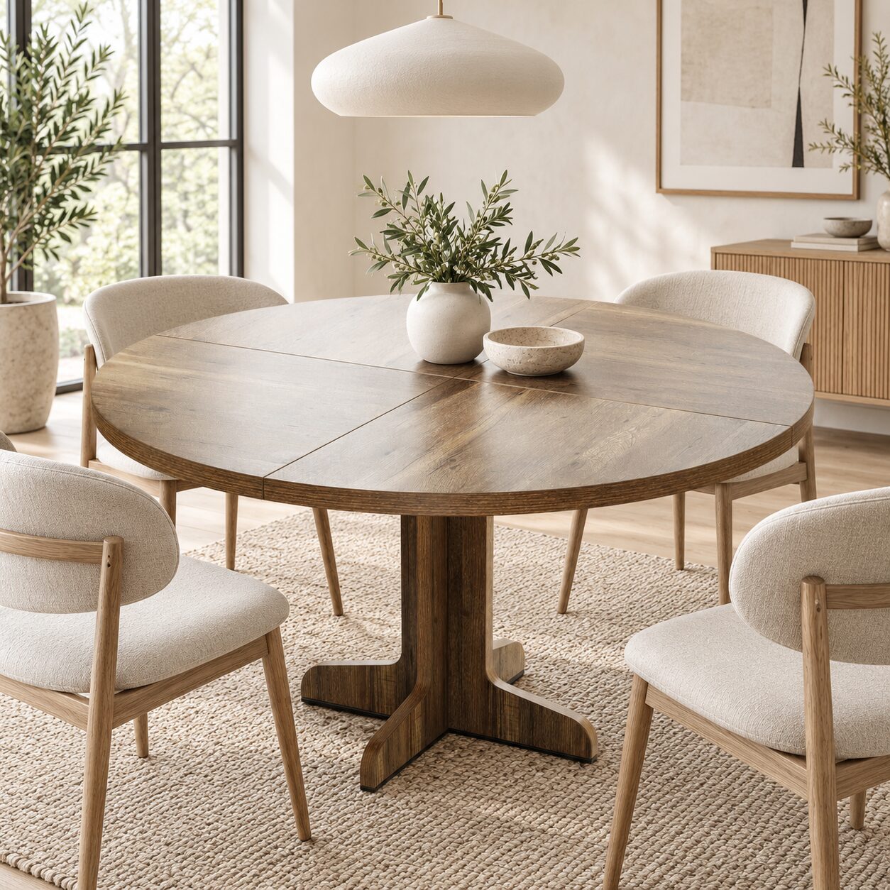 Farum Round Dining Table – Warm Walnut Finish - Image 2
