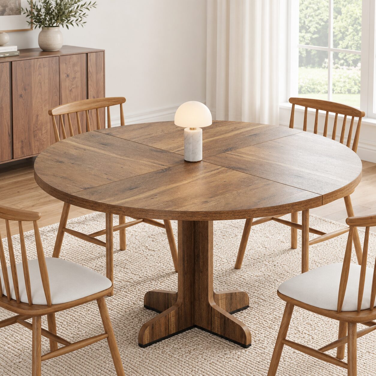 Farum Round Dining Table – Warm Walnut Finish - Image 6